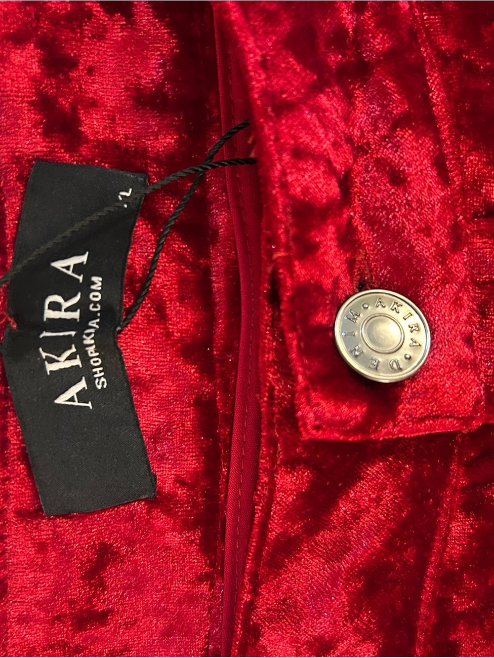 Akira Chicago: Red Crushed Velvet Flared Pants - Picture 3 of 3